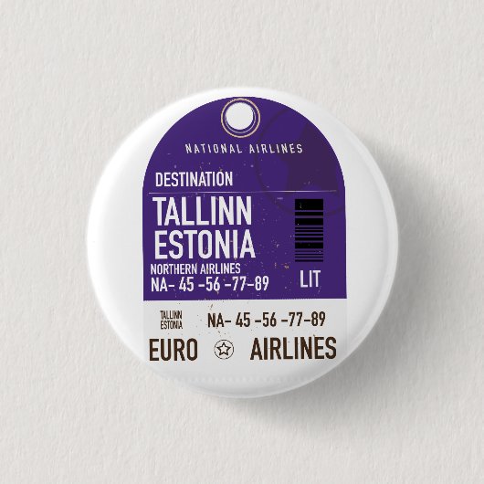 Tallinn Estland Ticket Metal Print Button (Vorderseite)