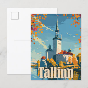 Tallinn Estland Vintag Retro Travel Illustration Postkarte