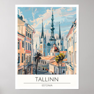 Tallinn Estland Vintage-Kunst-Illustration Reise Poster
