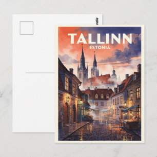 Tallinn Estland Vintage Reise Postkarte