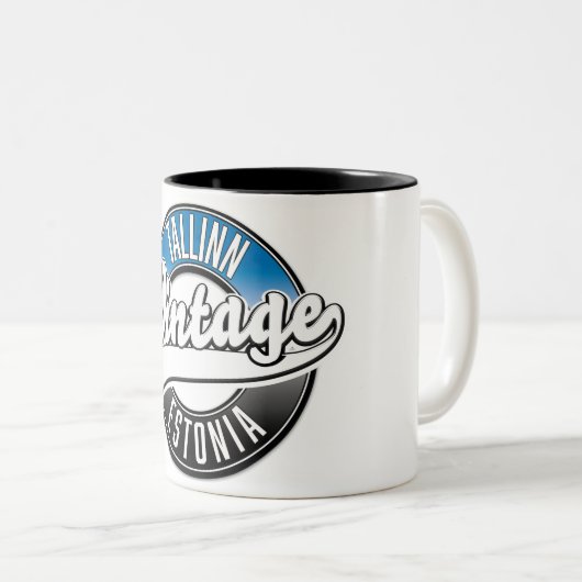 Tallinn Estnisch Vintages Logo Zweifarbige Tasse (VorderseiteRechts)