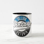 Tallinn Estnisch Vintages Logo Zweifarbige Tasse (Mittel)