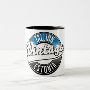 Tallinn Estnisch Vintages Logo Zweifarbige Tasse