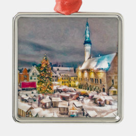 Tallinn Estnischer Weihnachtsmarkt Silbernes Ornament