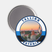 Tallinn Estonia Retro Art Circle Vintag Magnet (Vorderseite/Rückseite)