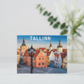 Tallinn Estonia Street Illustration Postkarte (Stehend Vorderseite)