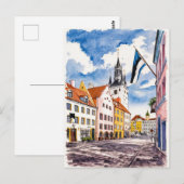 Tallinn Estonia Street Wasserfarbenmalerei Postkarte (Vorne/Hinten)