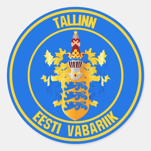 Tallinn Round Emblem Runder Aufkleber (Vorderseite)