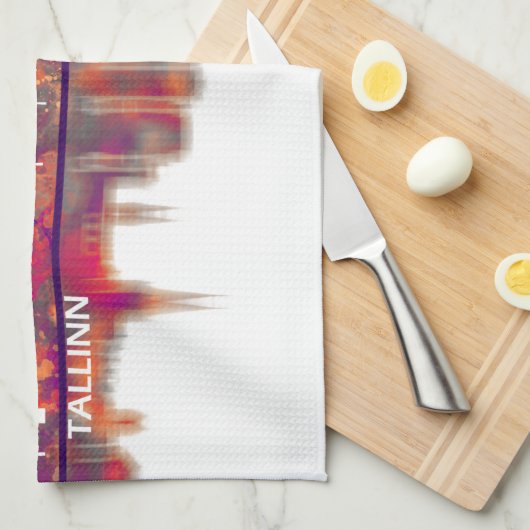 Tallinn Skyline Geschirrtuch (Viertel Falte)