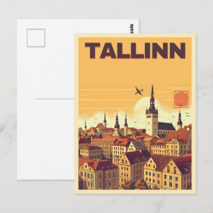 Tallinn Stadt Estland Retro Reisegeschenke Postkarte