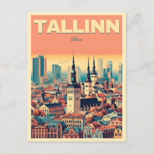 Tallinn Stadt Estland Retro Reisegeschenke Postkarte