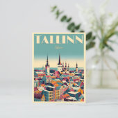 Tallinn Stadt Estland Retro Reisegeschenke Postkarte (Stehend Vorderseite)