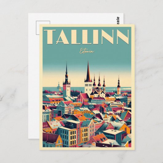 Tallinn Stadt Estland Retro Reisegeschenke Postkarte (Vorne/Hinten)