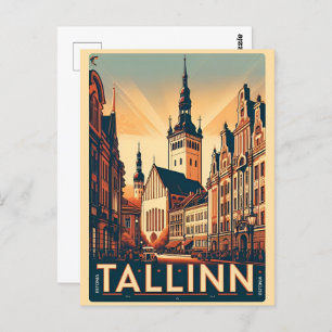 Tallinn Stadt Estland Retro Reisegeschenke Postkarte