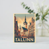 Tallinn Stadt Estland Retro Reisegeschenke Postkarte (Stehend Vorderseite)