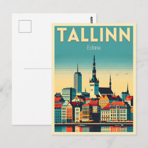 Tallinn Stadt Estland Retro-Reisegeschenke Postkarte