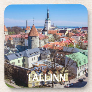 Tallinn Stadtbild aus der Luft in Estland Getränkeuntersetzer