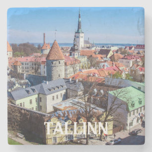 Tallinn Stadtbild aus der Luft in Estland Steinuntersetzer