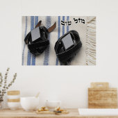 Tallis & Tefillin - Mazel Tov auf Hebräisch Poster (Küche)