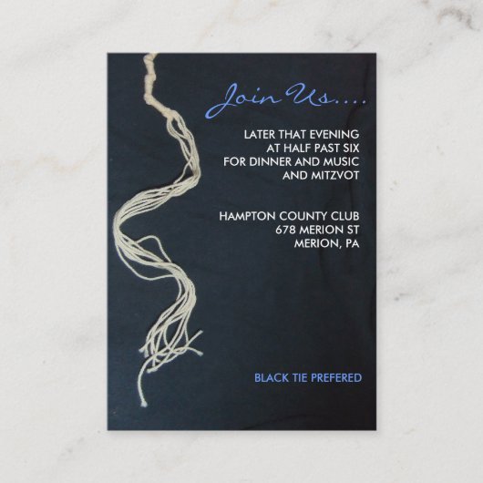 Tallit Tallis Bar Bat Mitzvah Empfang Card Begleitkarte (Vorderseite)