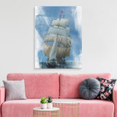 Tallschiff, Schiff, Aquarellmalerei Leinwanddruck (Insitu (Wohnzimmer))