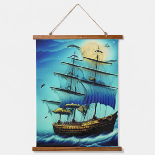 Tallschiff Wandteppich Mit Holzrahmen