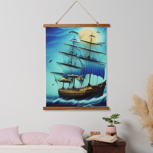 Tallschiff Wandteppich Mit Holzrahmen (Schlafzimmer)