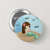 Tallulah der Meerjungfrau-Knopf Button (Vorne & Hinten)