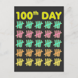 Tally Mark 100. Tag des T - Shirt Neon Gift Postkarte