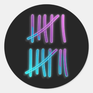 Tally Marks 67 Meme Farbige Zählung 6 7 Brainrot Runder Aufkleber