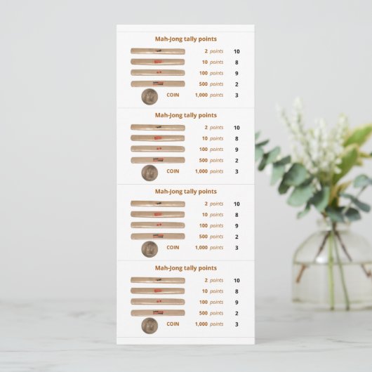 Tally Milliamperestunde-Jong zeigt Karte - 1 (mit (Stehend Vorderseite)