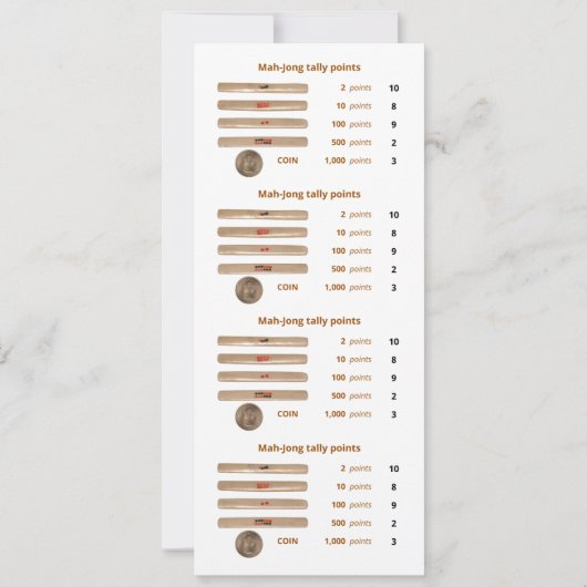 Tally Milliamperestunde-Jong zeigt Karte - 1 (mit (Rückseite)