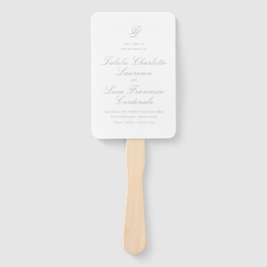 Talula Sage Green Elegant Hochzeitsprogramm Fächer (Vorderseite)