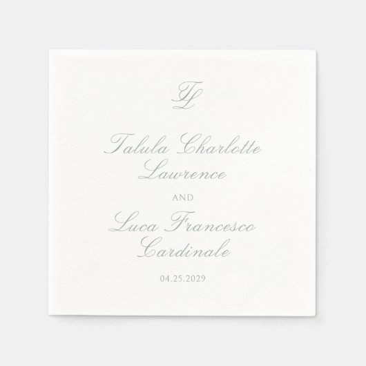 Talula Sage Green Elegant Wedding Serviette (Vorderseite)