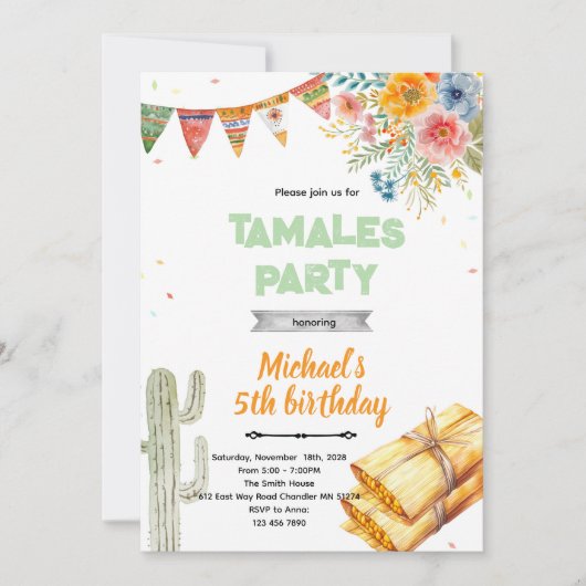 Tamale birthday party invitation einladung (Vorderseite)