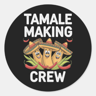 Tamale Making Crew Funny mexikanische Weihnachtsfe Runder Aufkleber