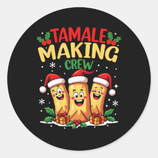 Tamale Making Crew Funny mexikanische Weihnachtsfe Runder Aufkleber