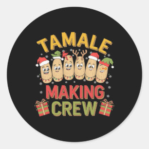 Tamale Making Crew Funny mexikanische Weihnachtsfe Runder Aufkleber
