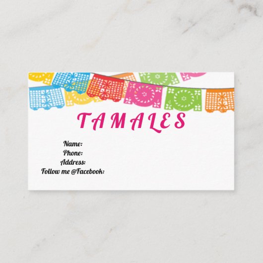 Tamales Business Cards Visitenkarte (Rückseite)