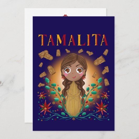 Tamalita Tamal Zia Blume Tamales Einladung (Vorne/Hinten)