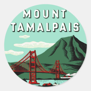 Tamalpais Reiseplakat Runder Aufkleber