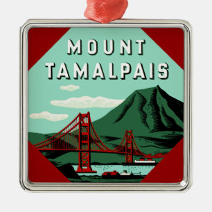 Tamalpais Reiseplakat Silbernes Ornament