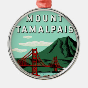 Tamalpais Reiseplakat Silbernes Ornament