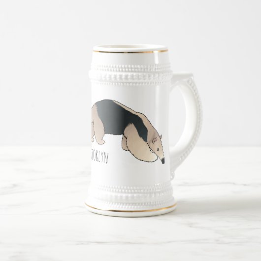 Tamandua-Cartoon-Abbildung Bierglas (VorderseiteRechts)