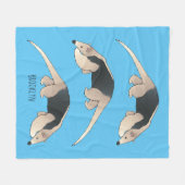 Tamandua-Cartoon-Abbildung Fleecedecke (Vorderseite (Horizontal))