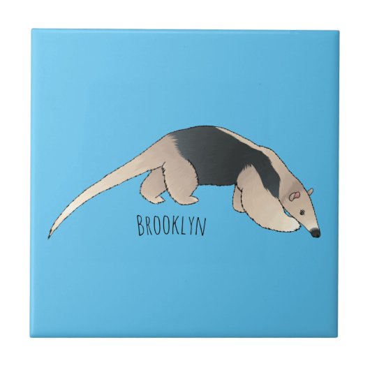 Tamandua-Cartoon-Abbildung Fliese (Vorderseite)