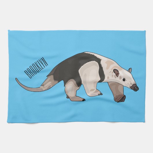 Tamandua-Cartoon-Abbildung Geschirrtuch (Horizontal)