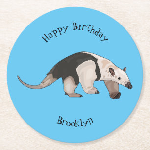 Tamandua-Cartoon-Abbildung Runder Pappuntersetzer
