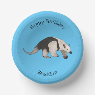 Tamandua Cartoon-Illustration Pappteller