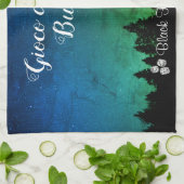 Tamara Green Blue Background Bunco Küchen Handtüch Geschirrtuch (Gefaltet)